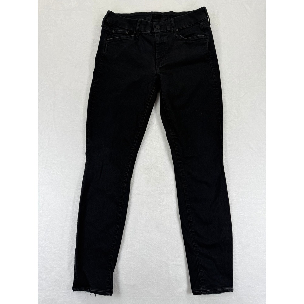 MOTHER The Looker Jeans Black Size 28 High Rise‎ Skinny Crop USA Made distressed